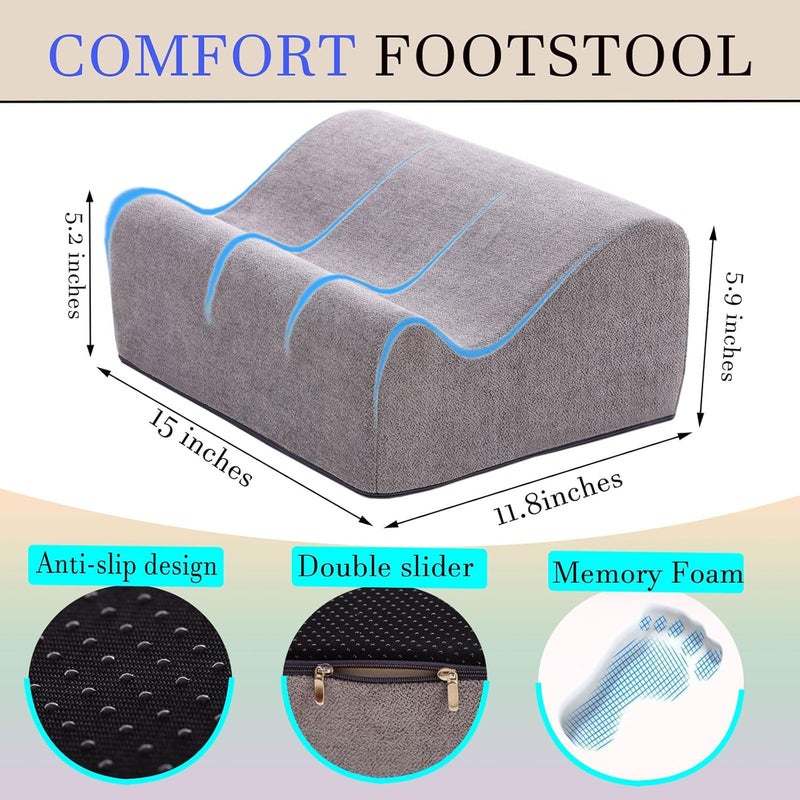 COMFelicify Foot Rest for Under Desk at Work, Ergonomic Under Desk Footrest with Washable Cover, Memory Foam Foot Stool for Office Chair & Gaming Chair, Back & Hip Pain Relief, Dark Gray - Image 5